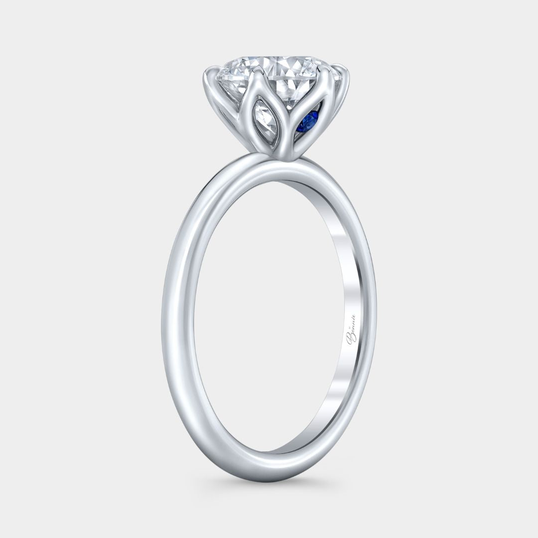 Round Diamond Tulip 6 Prong Solitaire Peekaboo Platinum Engagement Ring
