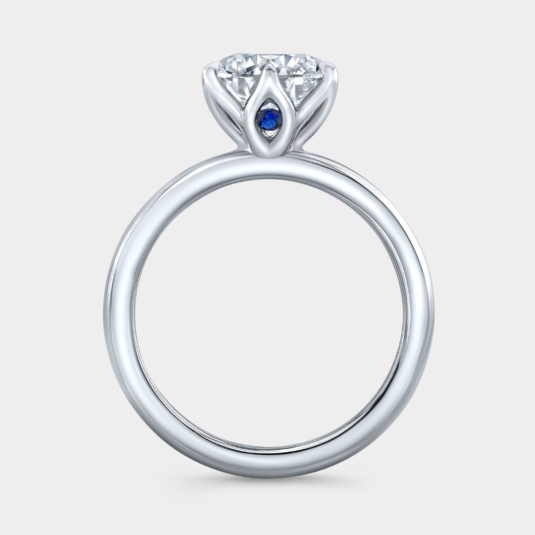 Round Diamond Tulip 6 Prong Solitaire Peekaboo Platinum Engagement Ring