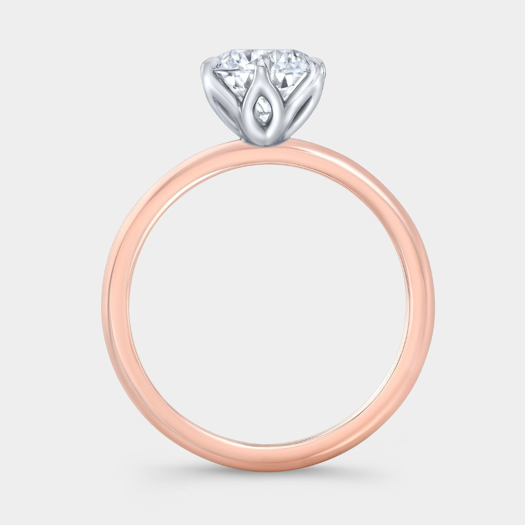 Round Diamond 6 Prong Tulip Knife Edge Solitaire Engagement Ring