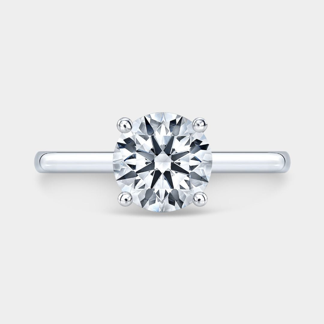 Round Diamond 4 Prong Cathedral Solitaire Platinum Engagement Ring