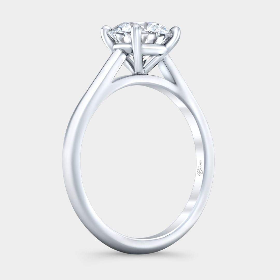 Round Diamond 4 Prong Cathedral Solitaire Platinum Engagement Ring