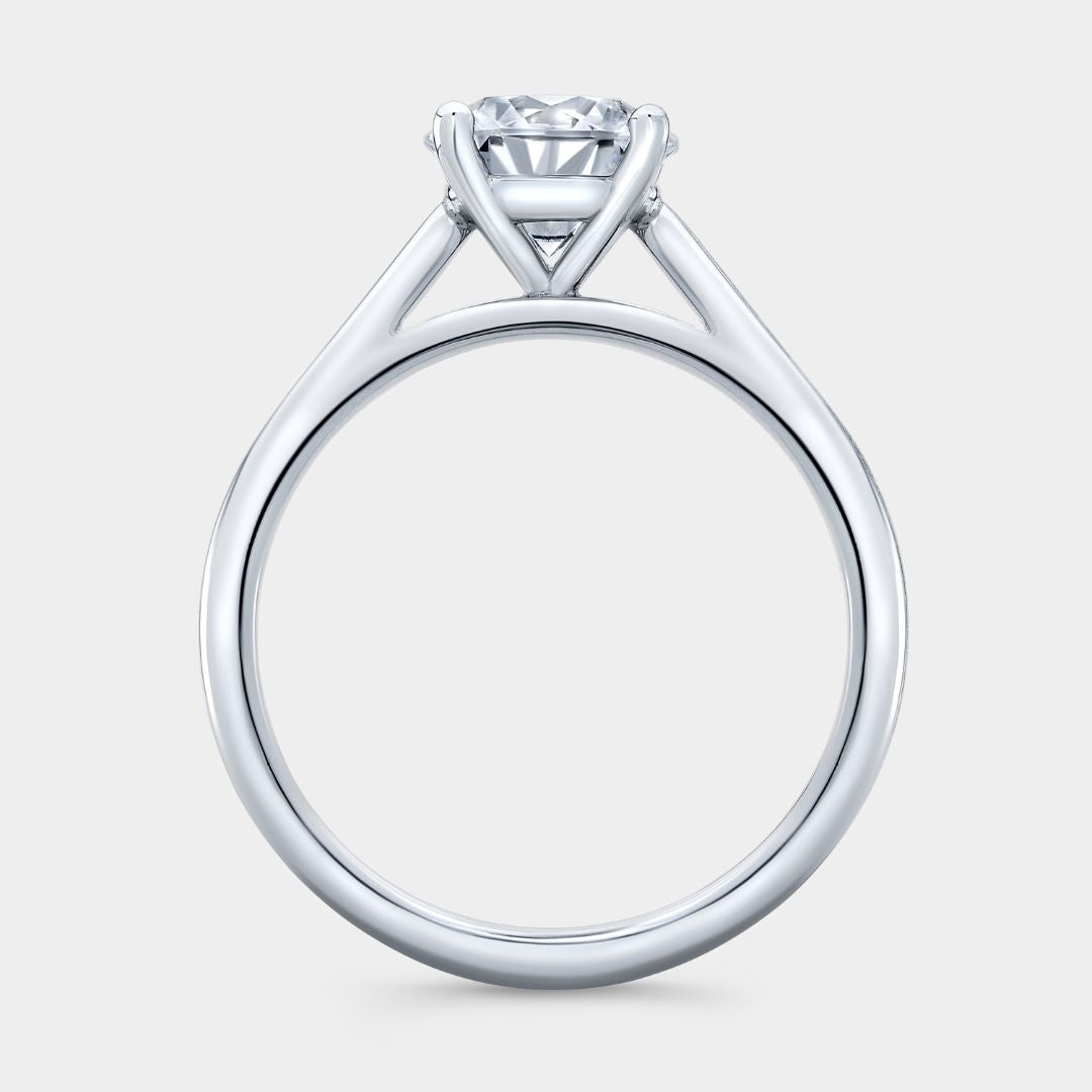 Round Diamond 4 Prong Cathedral Solitaire Platinum Engagement Ring