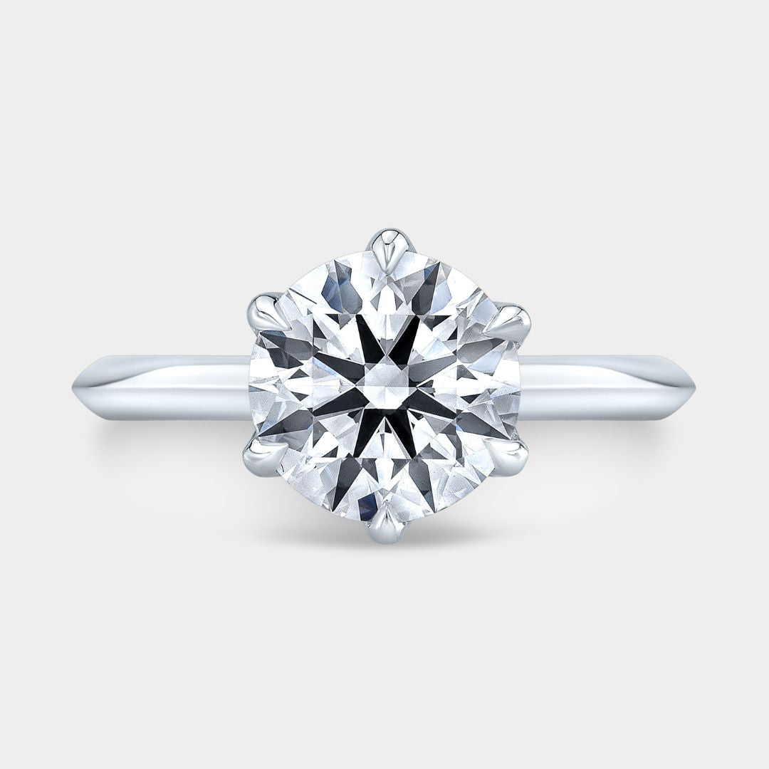 Round Diamond 6 Prong Knife Edge Solitaire Platinum Engagement Ring