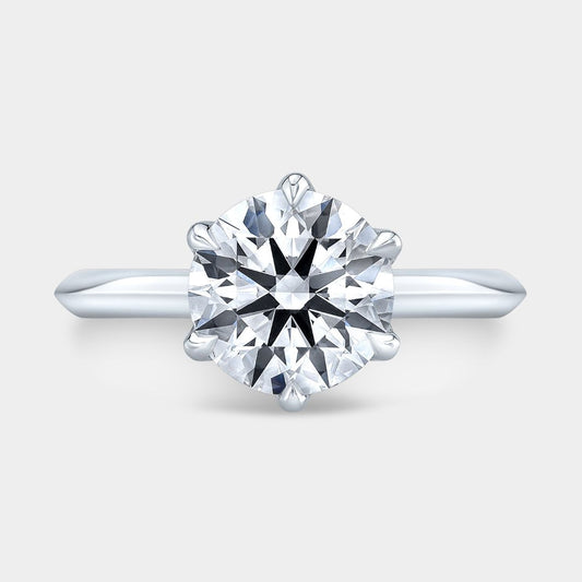 Round Diamond 6 Prong Knife Edge Solitaire Platinum Engagement Ring