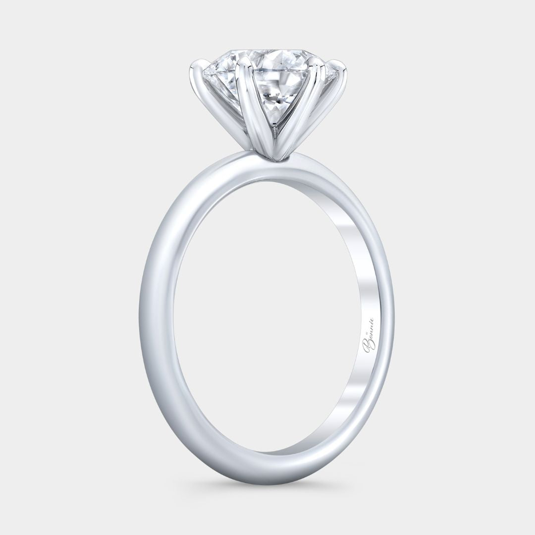 Round Diamond 6 Prong Knife Edge Solitaire Platinum Engagement Ring