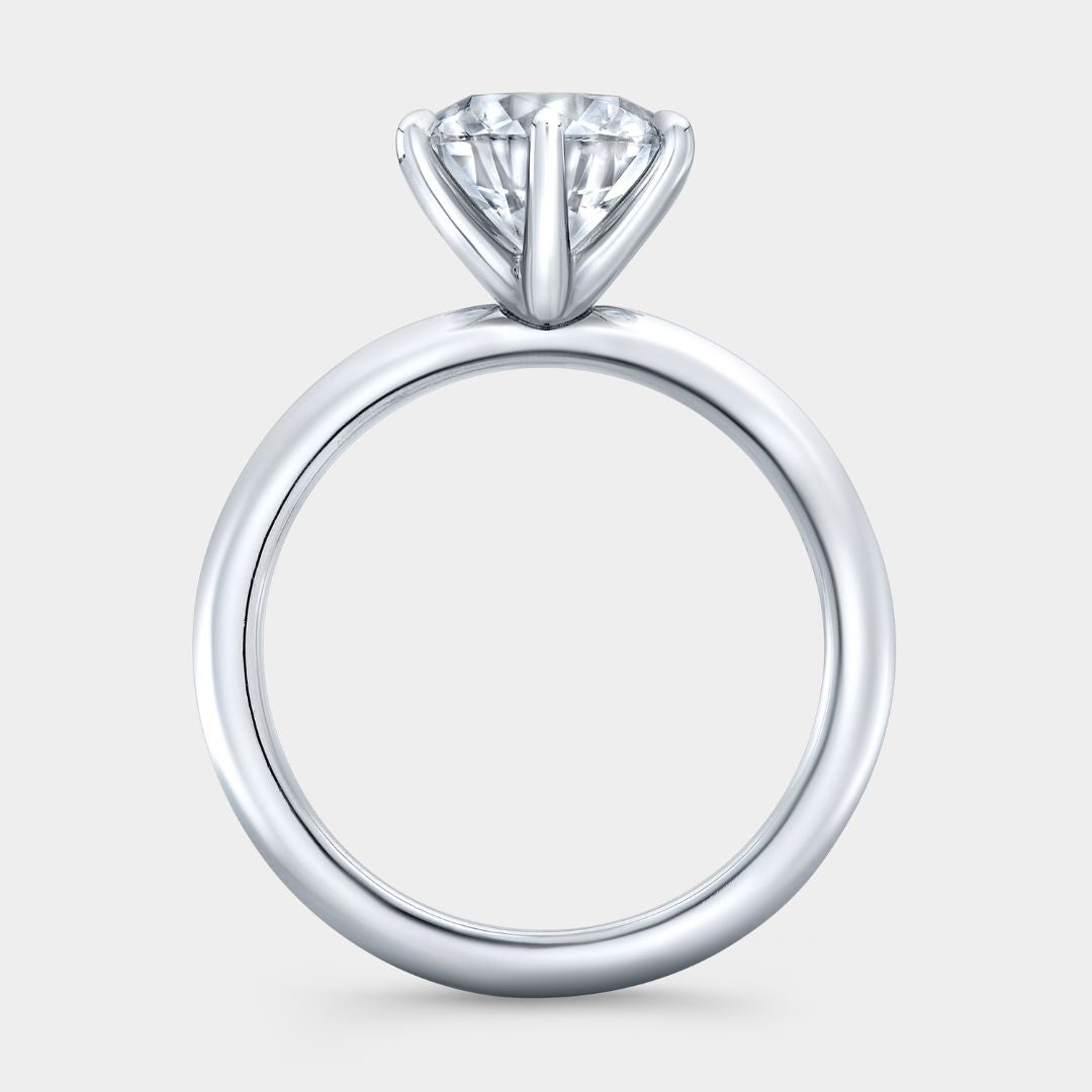 Round Diamond 6 Prong Knife Edge Solitaire Platinum Engagement Ring