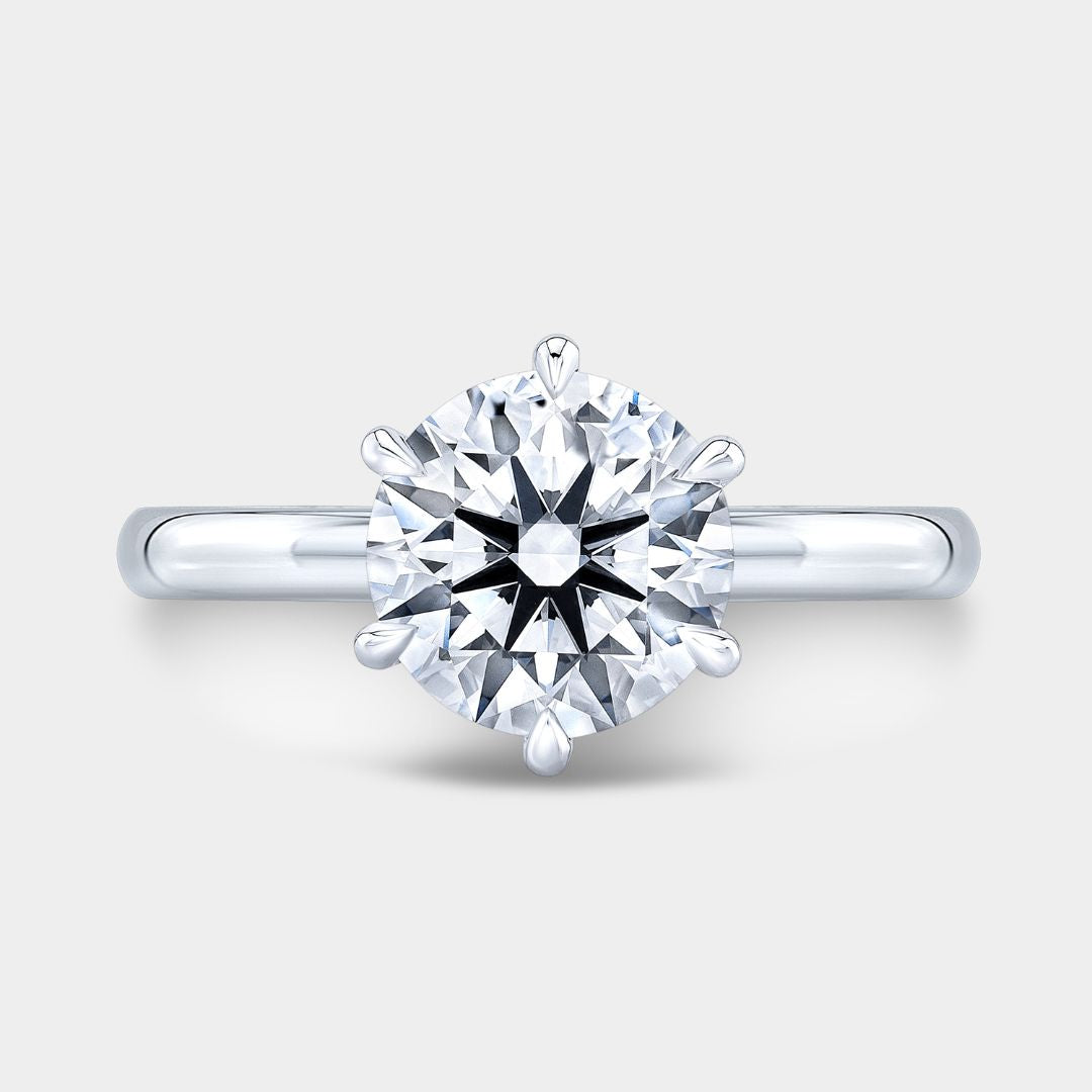 Round Diamond 6 Prong Tulip Cathedral With Diamond Bridge And Peekaboo Accents Platinum Engagement Ring