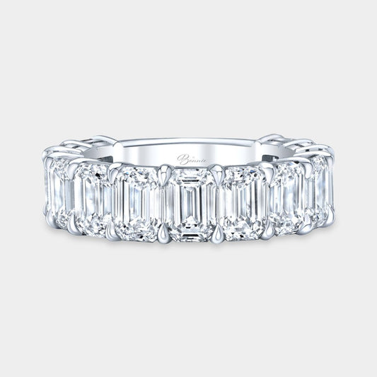 6.50ct Emerald Diamond Double Gallery 5.60mm Platinum Wedding Band