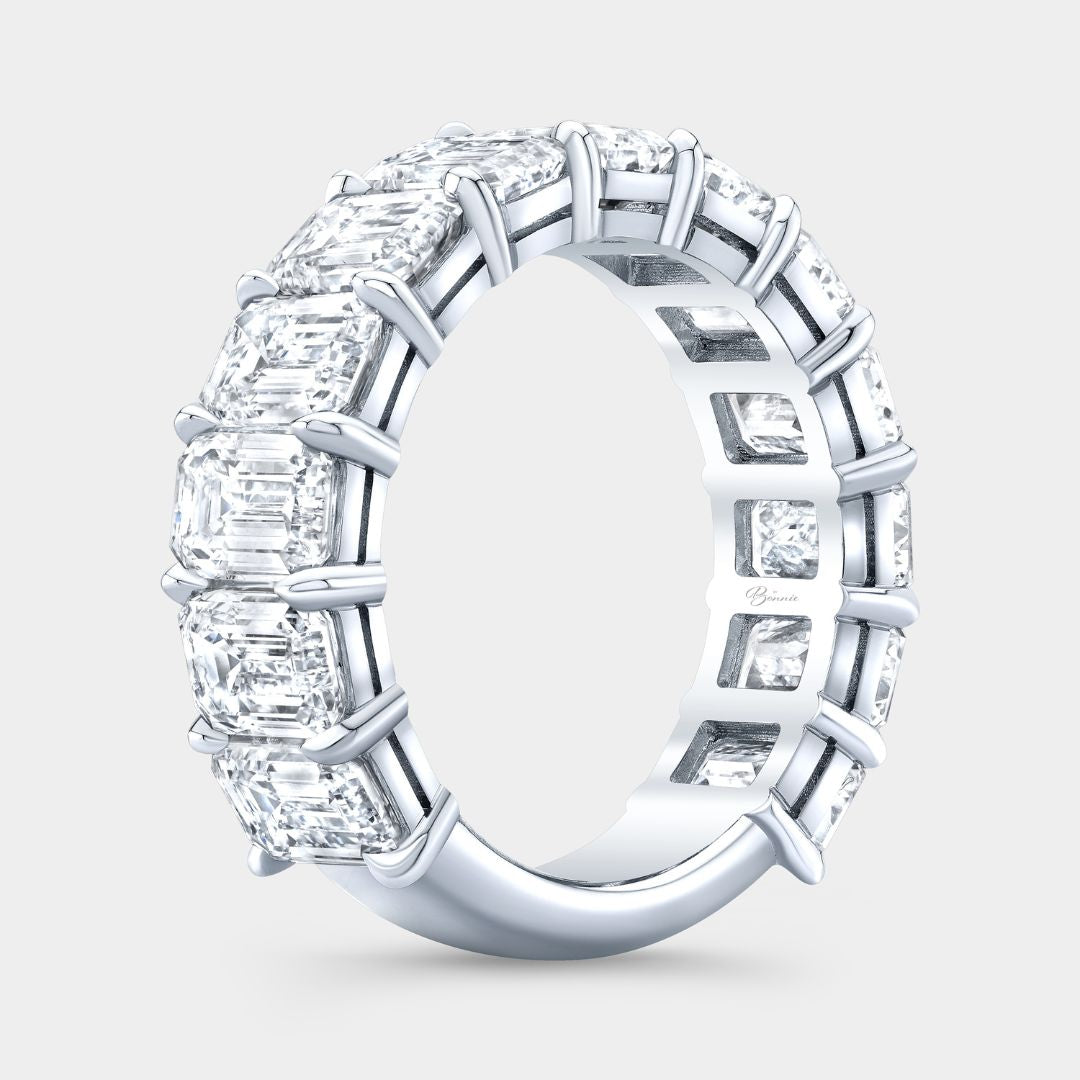 6.50ct Emerald Diamond Double Gallery 5.60mm Platinum Wedding Band