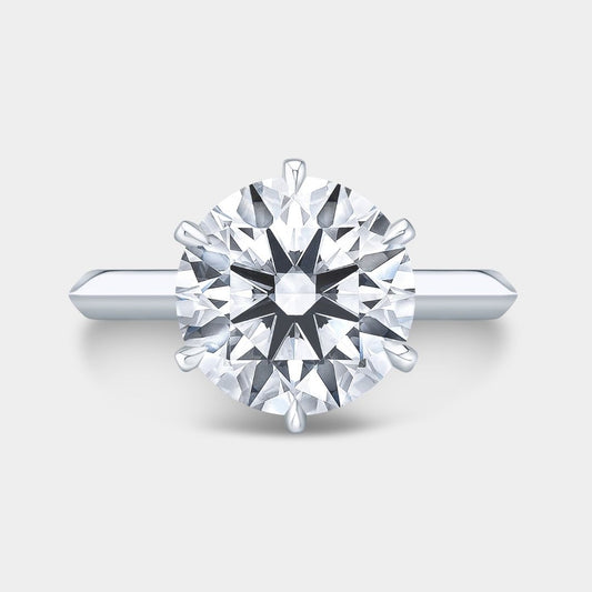 Round Diamond Knife Edge Double Pave Solitiare Platinum Engagement Ring