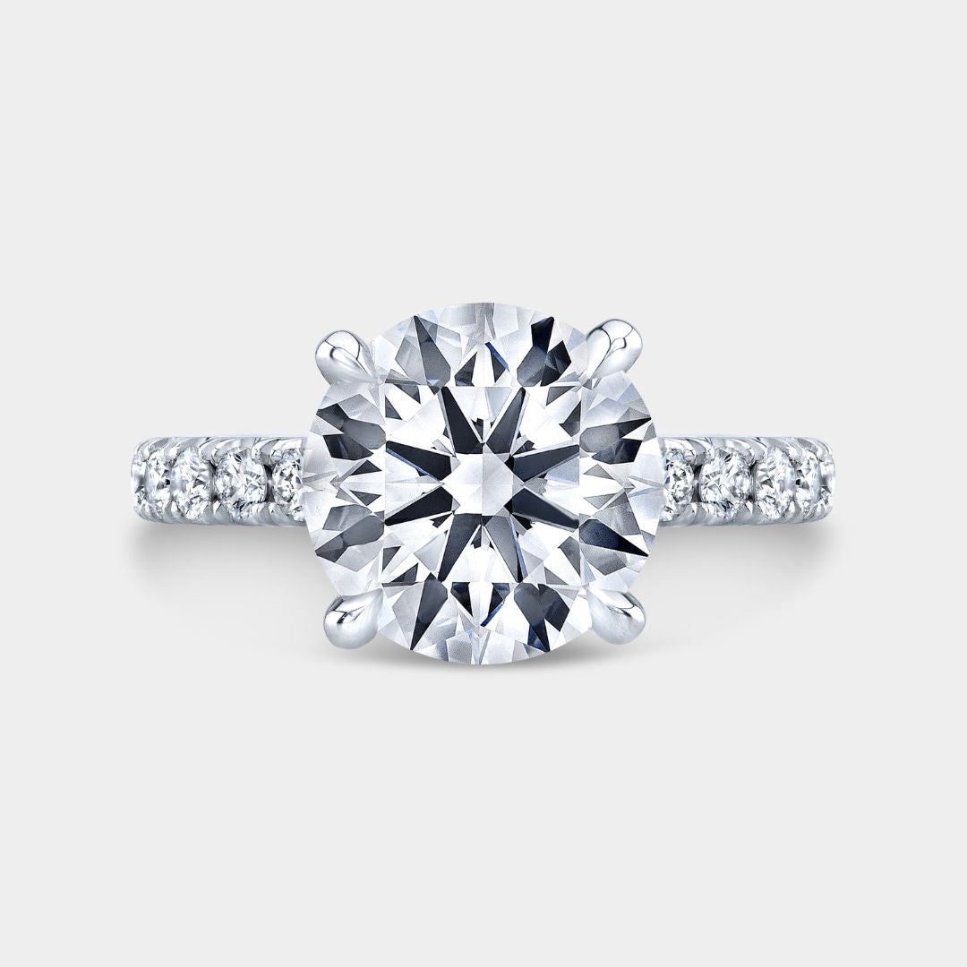 Round Diamond U Pave Platinum Engagement Ring