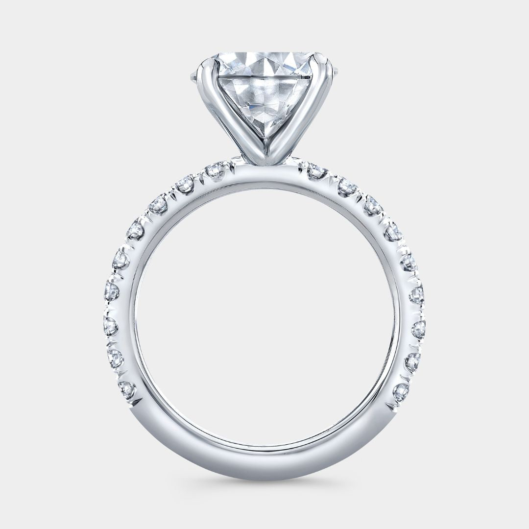 Round Diamond U Pave Platinum Engagement Ring