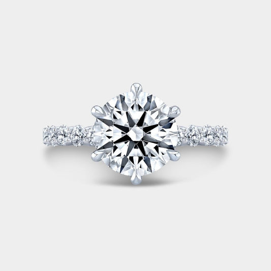 Round Diamond 6 Prong Trellis Platinum Engagement Ring