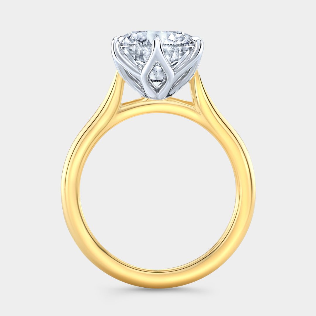 Round Diamond Prong Tulip Knife Edge Tapered Cathedral Yellow