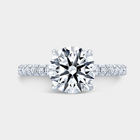 Round Diamond Hidden Halo U Pave Platinum Engagement Ring