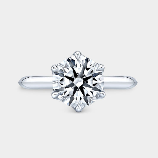 Round Diamond Tulip Basket Solitaire Platinum Engagement Ring