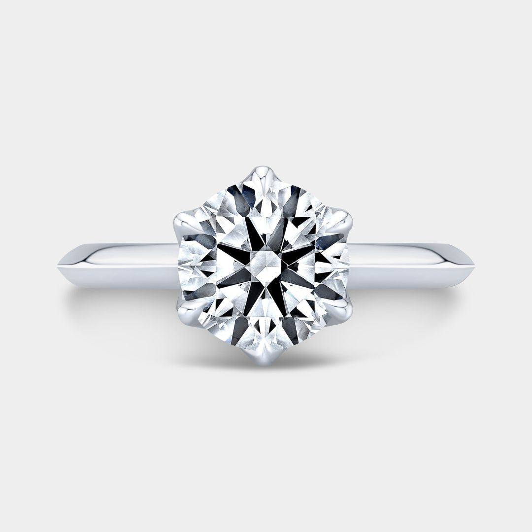 Round Diamond 6 Prong Knife Edge Tulip Solitaire Platinum Engagement Ring