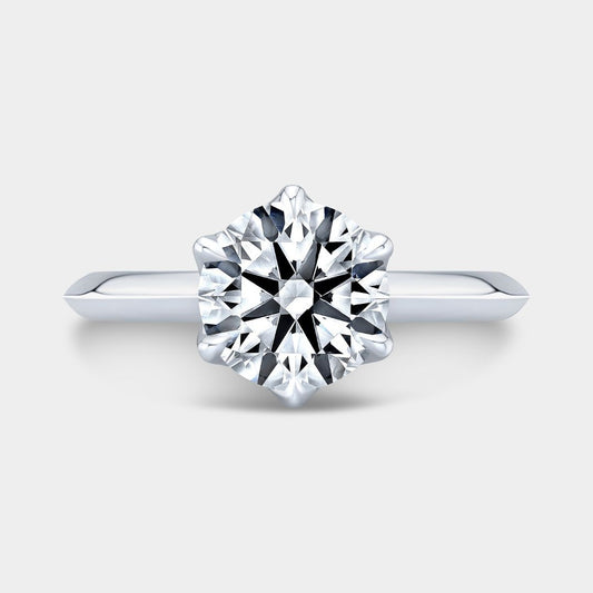 Round Diamond 6 Prong Knife Edge Tulip Solitaire Platinum Engagement Ring