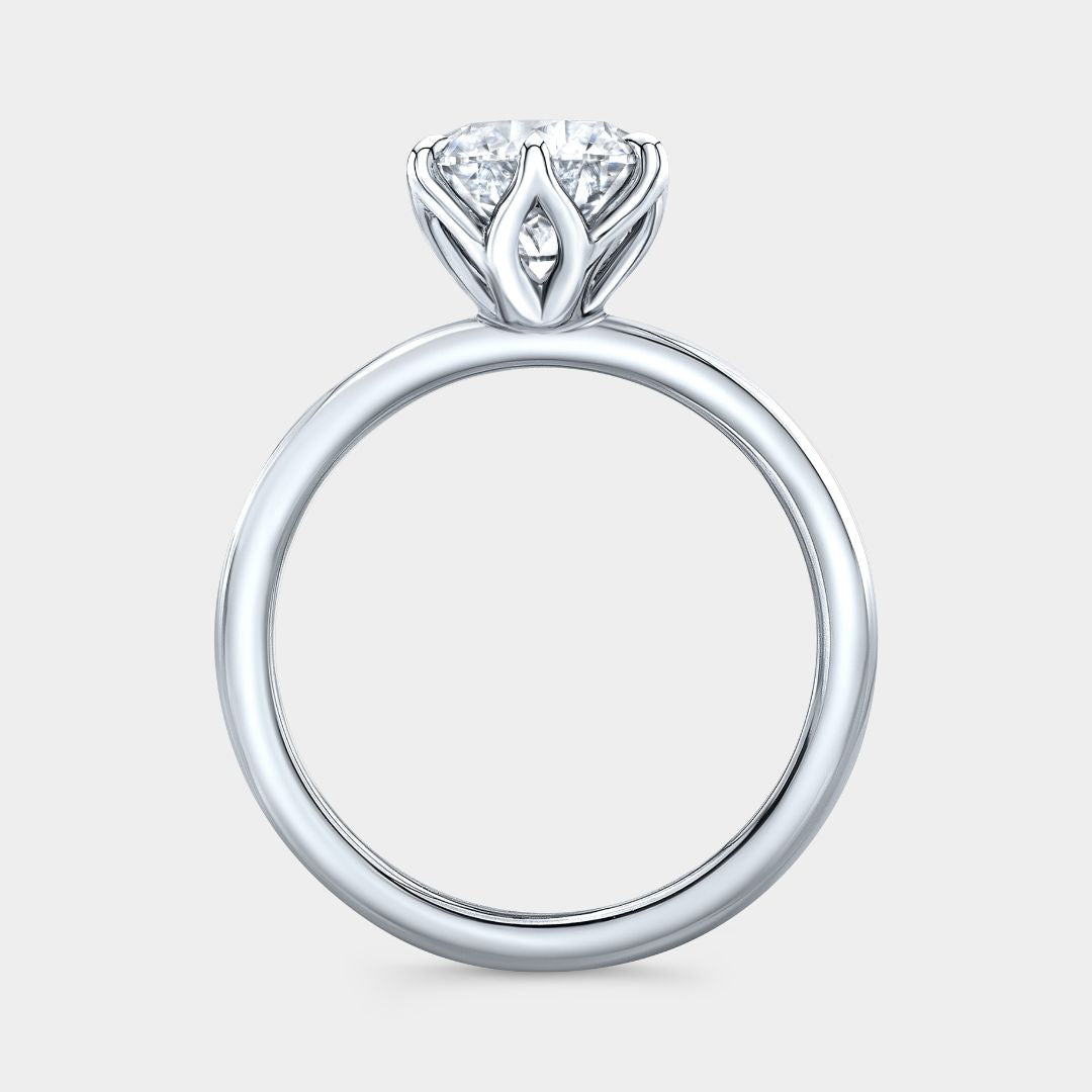 Round Diamond 6 Prong Knife Edge Tulip Solitaire Platinum Engagement Ring