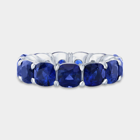 Bonnie's Cushion Diamond Natural Blue Sapphire Eternity Band