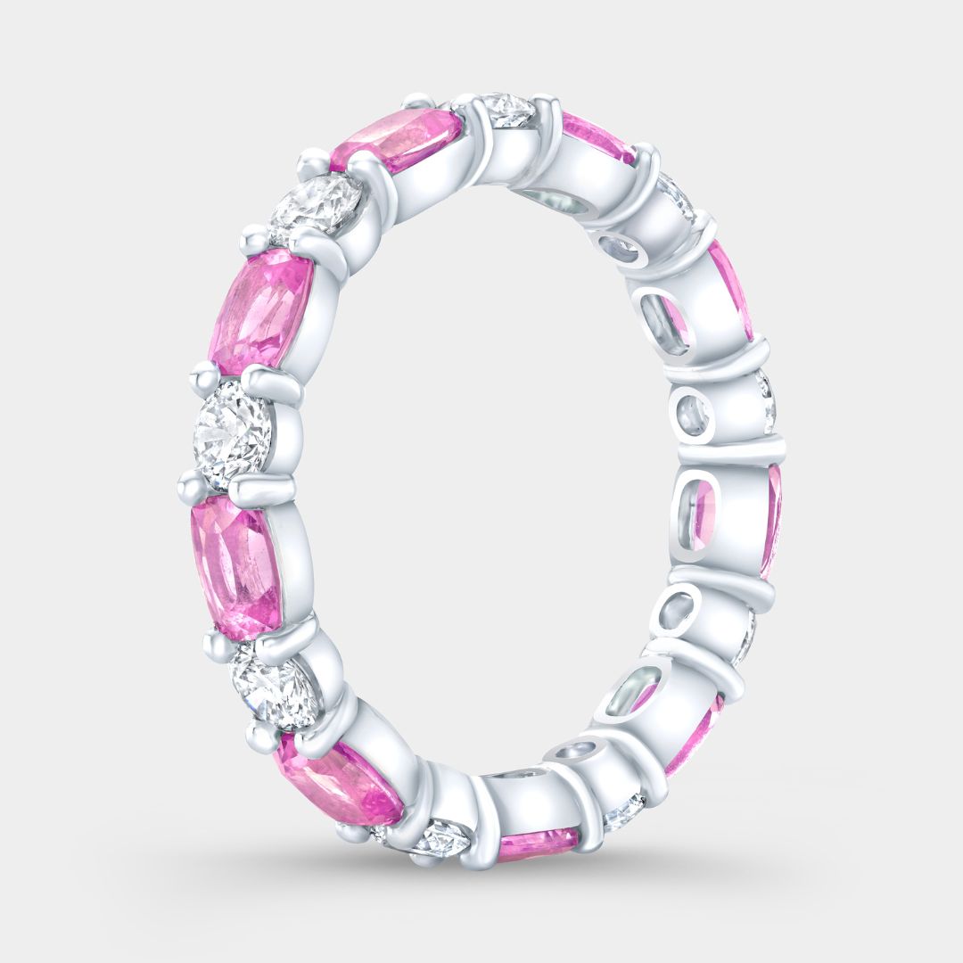 Victoria Natural Pink Sapphire and Natural Round Diamond Eternity Band