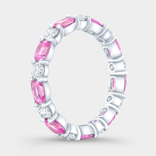 Victoria Natural Pink Sapphire and Lab Grown Round Diamond Eternity Band