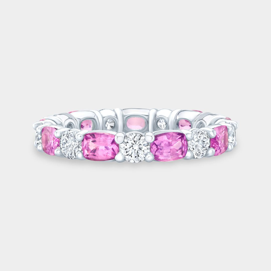 Victoria Natural Pink Sapphire and Natural Round Diamond Eternity Band