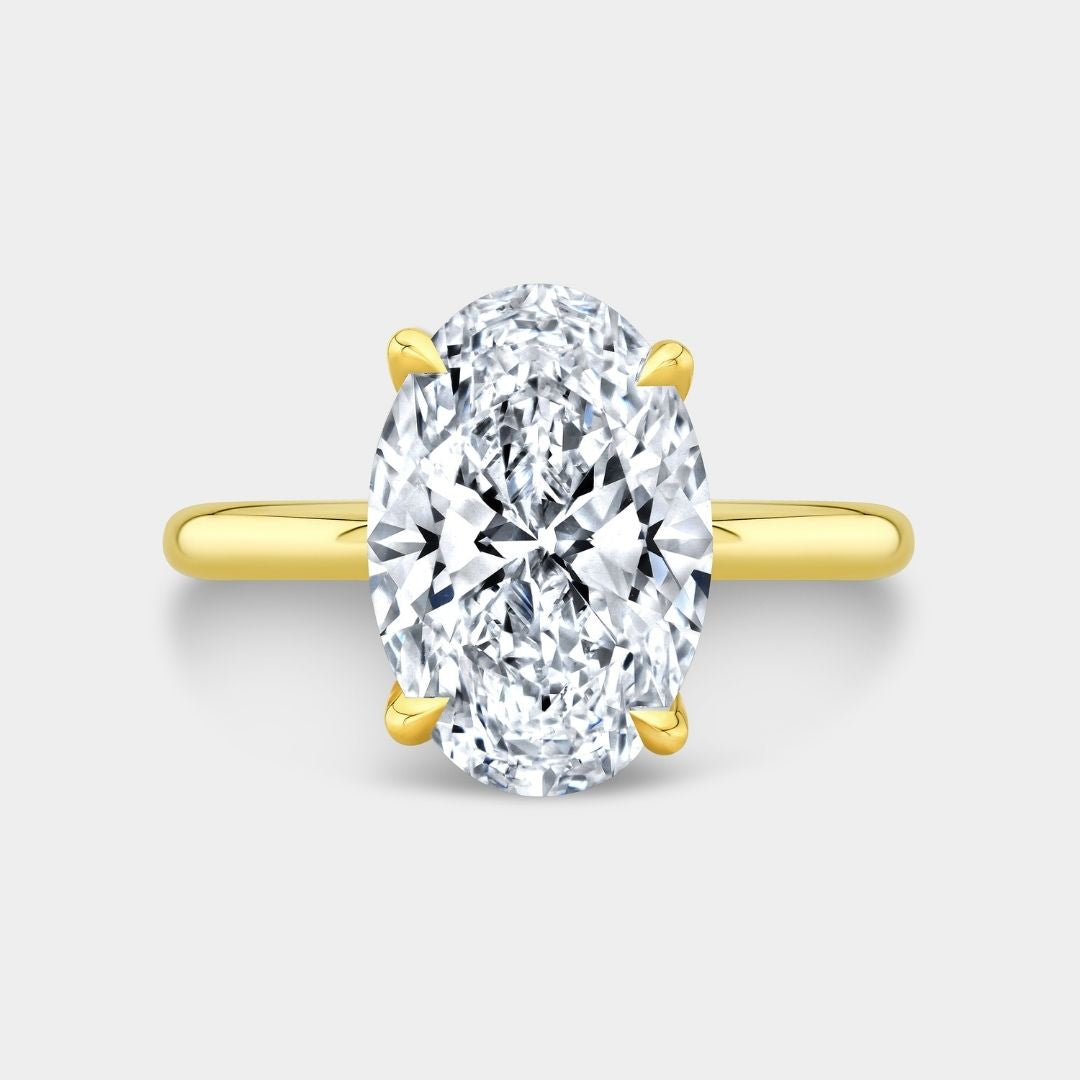 Oval Diamond Tulip Solitaire Yellow Gold Engagement Ring