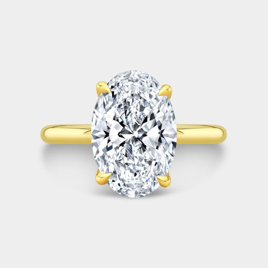 Oval Diamond Tulip Solitaire Yellow Gold Engagement Ring