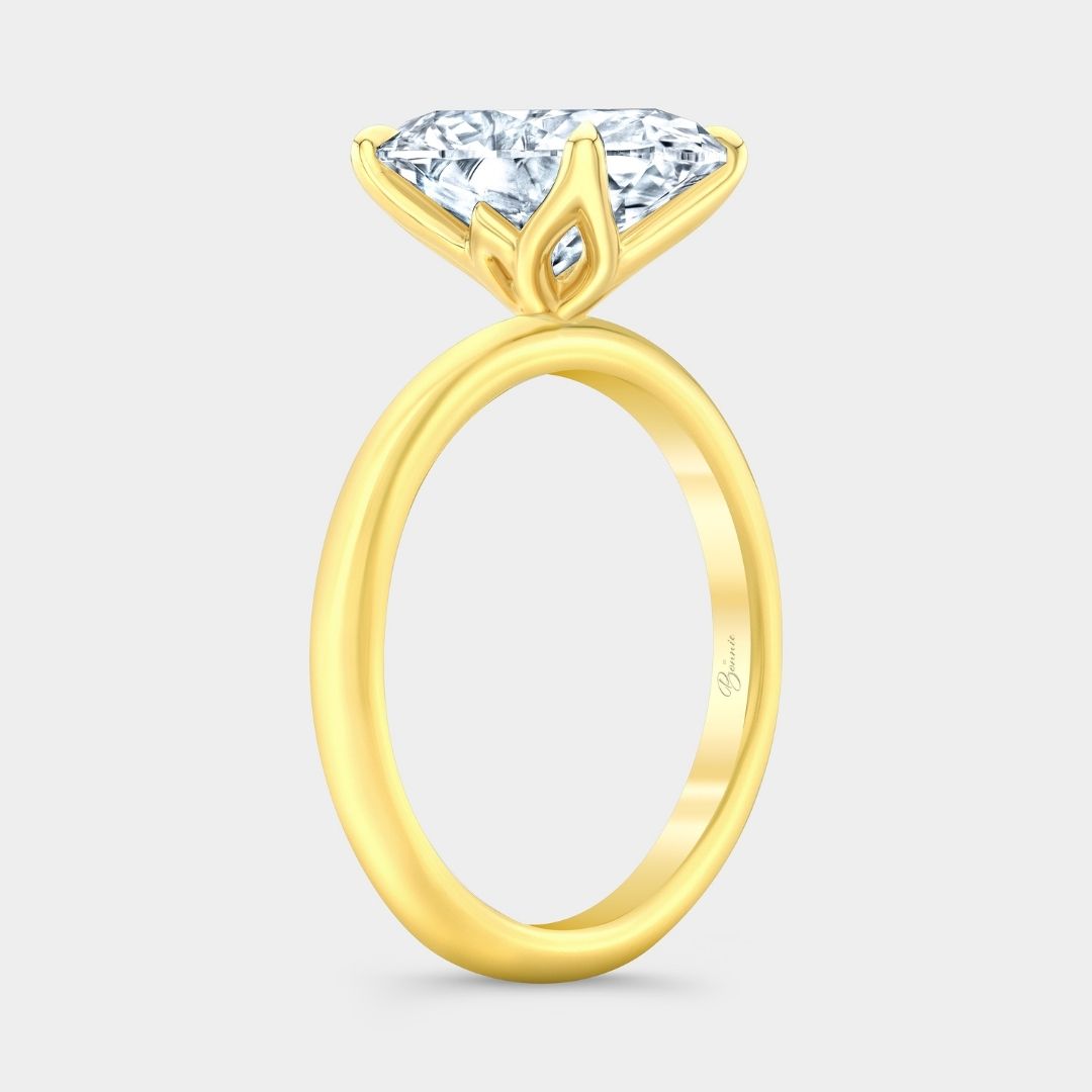 Oval Diamond Tulip Solitaire Yellow Gold Engagement Ring