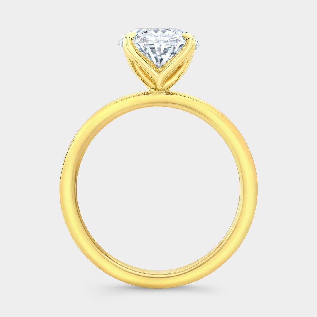 Oval Diamond Tulip Solitaire Yellow Gold Engagement Ring