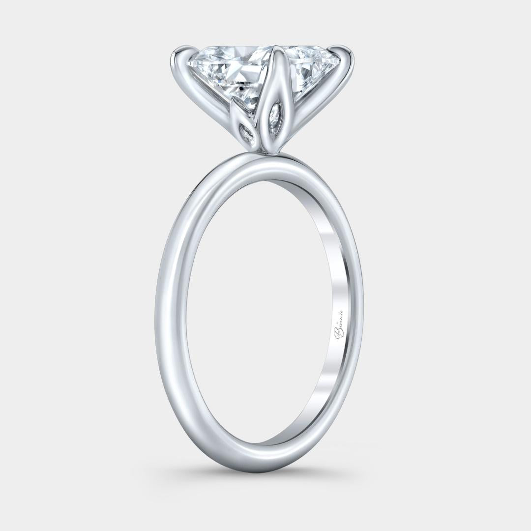 Cushion Diamond Tulip Solitaire Platinum Engagement Ring