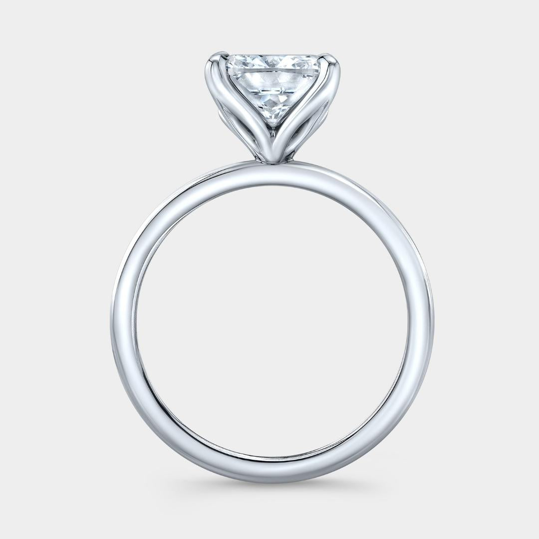 Cushion Diamond Tulip Solitaire Platinum Engagement Ring