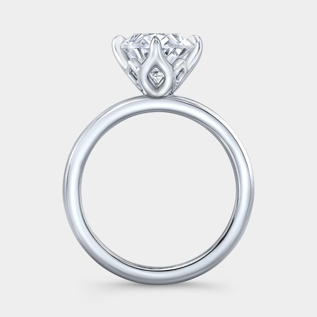 Oval Diamond North South Prong Tulip Solitaire Platinum Engagement Ring