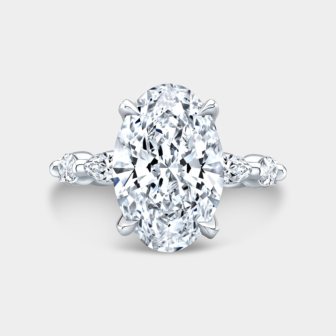 Oval diamond, basket setting view.