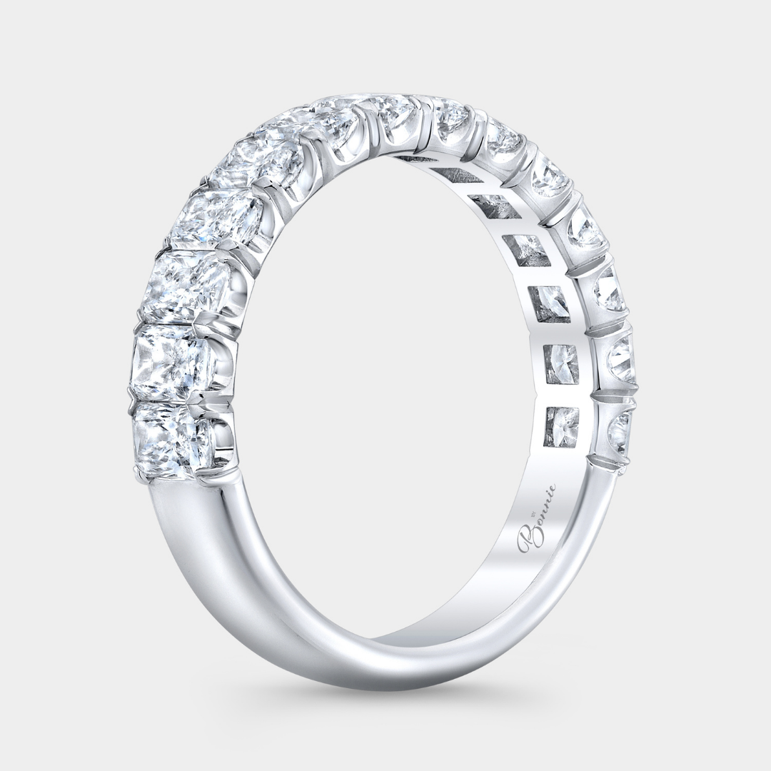 Platinum Chloe wedding band 3.80mm with 2ct radiant cut diamonds