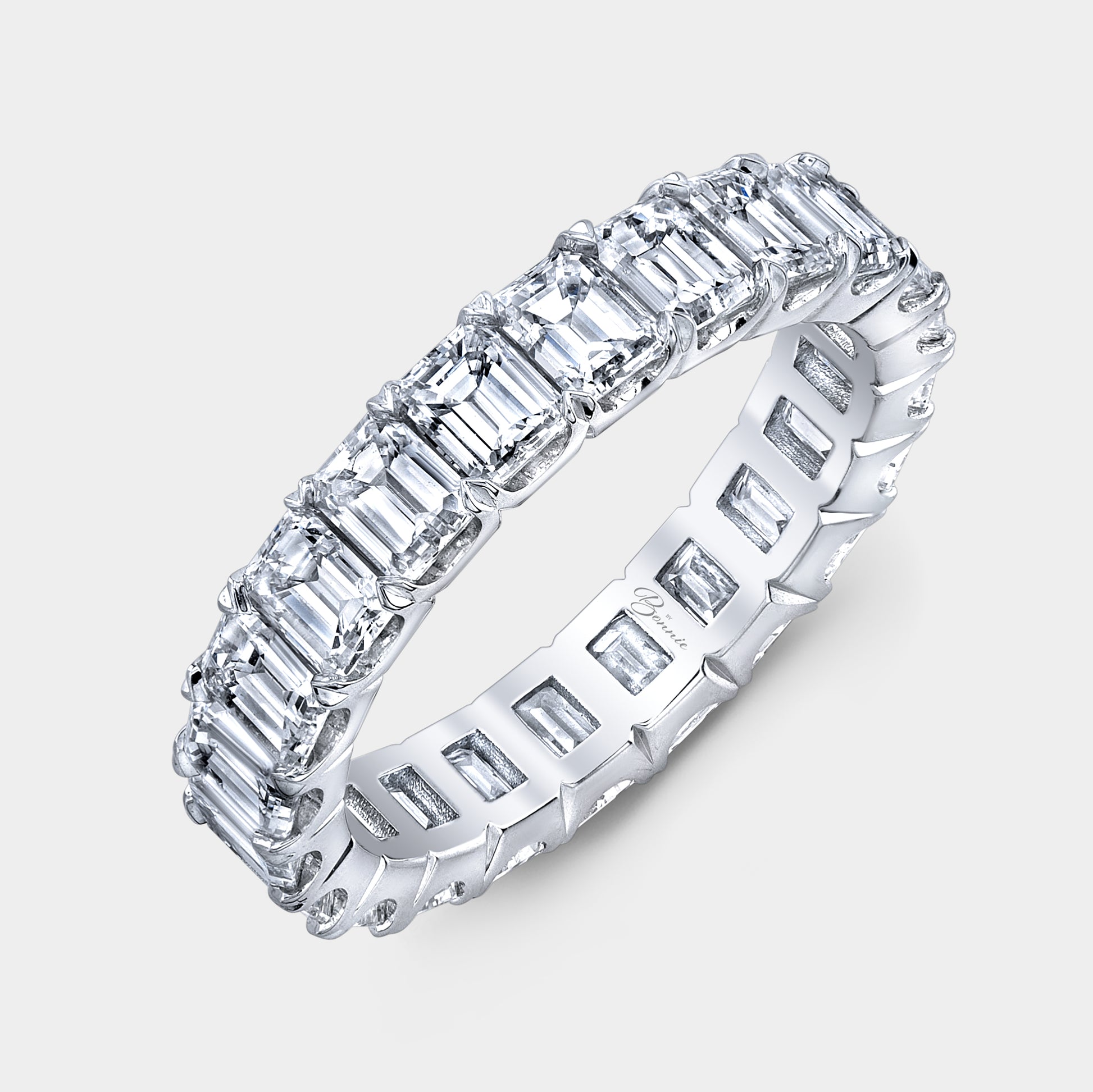 Platinum Chloe wedding band 4.20mm with 4.16 carat natural emerald diamonds