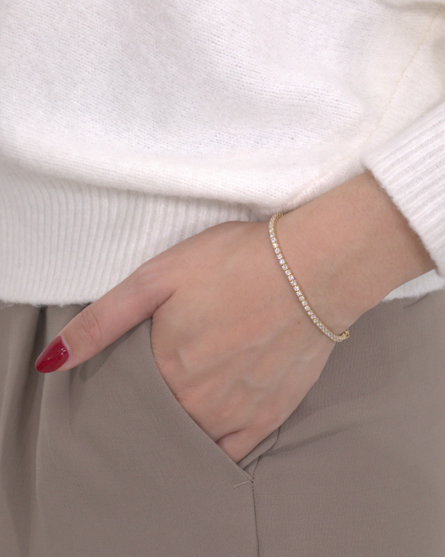 3.70ct Lab Diamond Yellow Gold Tennis Bracelet