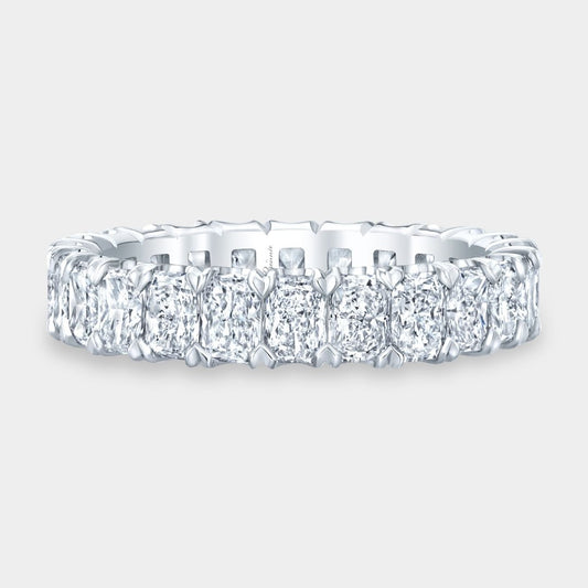 3.25ct radiant-cut diamond eternity band in platinum, Chloe design, 3.80mm wide

