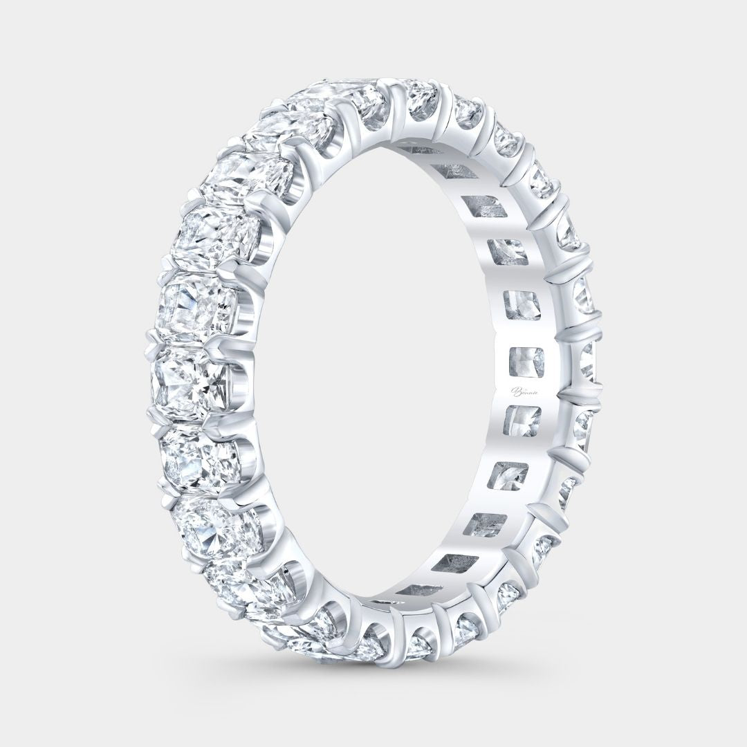Platinum Chloe eternity band with 3.25ct radiant-cut diamonds, 3.80mm

