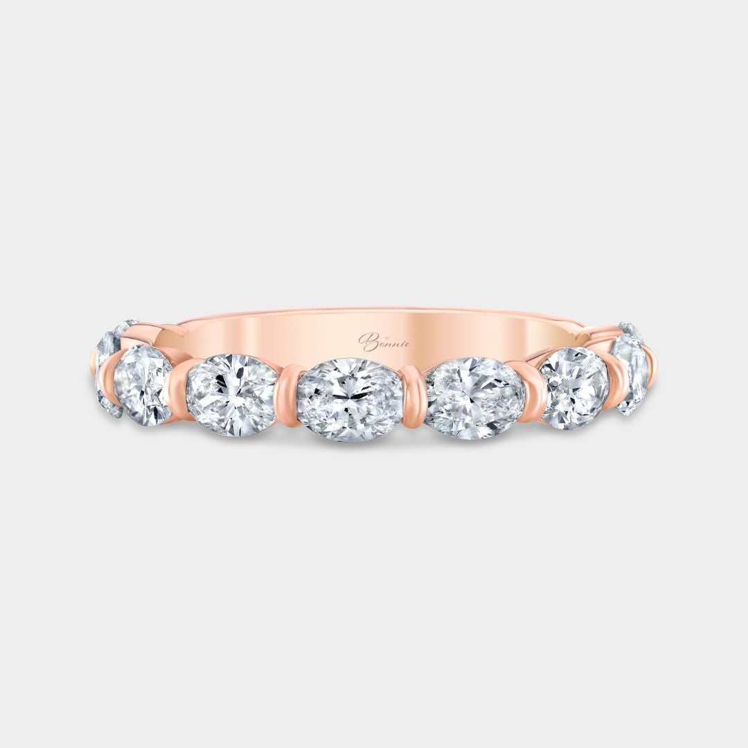 1.40ct Lab Grown Oval Diamond East West 3.0mm Rose Gold Wedding Band