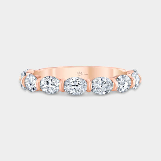 1.40ct Oval Diamond East West 3.0mm Rose Gold Wedding Band
