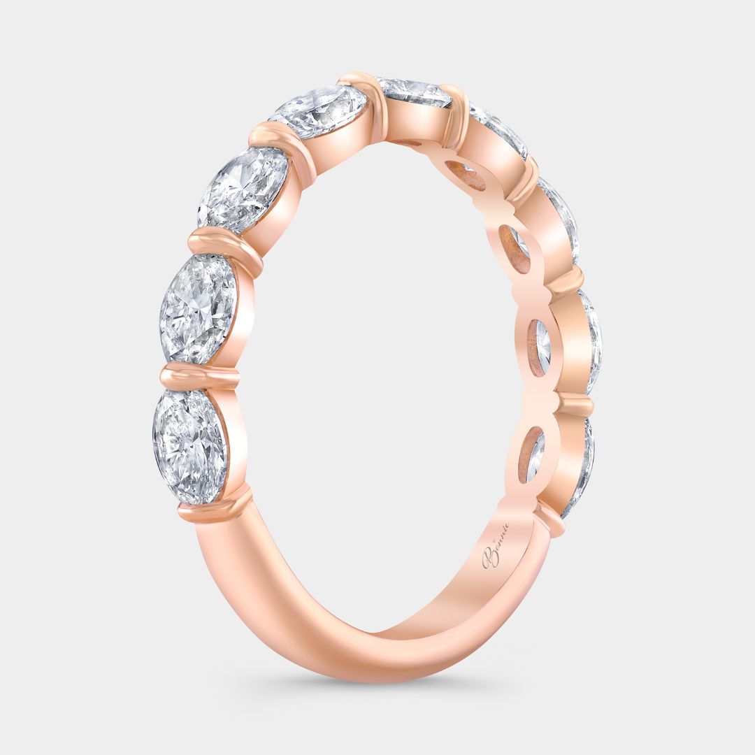 1.40ct Lab Grown Oval Diamond East West 3.0mm Rose Gold Wedding Band