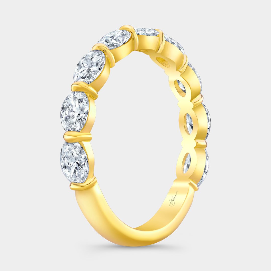 1.40ct Lab Grown Oval Diamond East West 3.0mm Yellow Gold Wedding Band