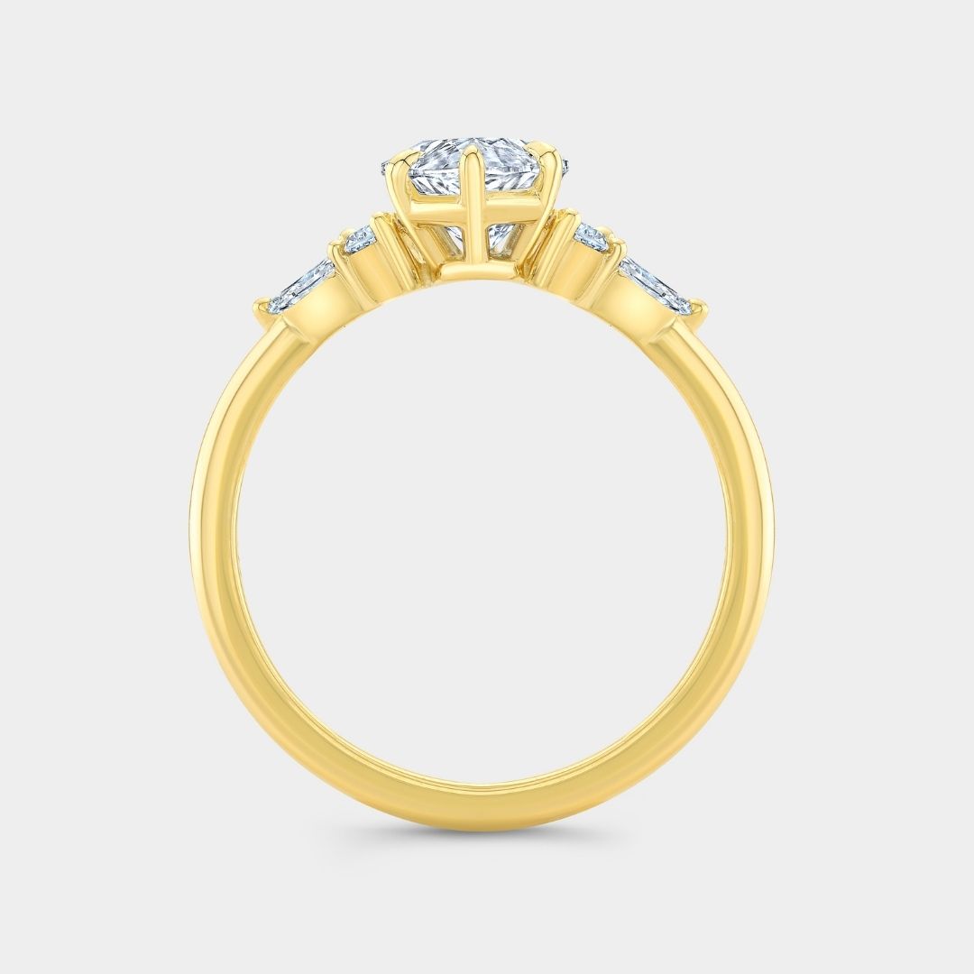 By Bonnie Claudia marquise diamond 7 stone cluster yellow gold ring