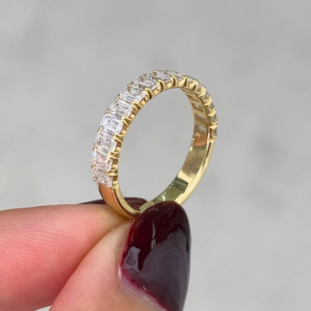 1.25ct Emerald Diamond Chloe Yellow Gold Eternity Band
