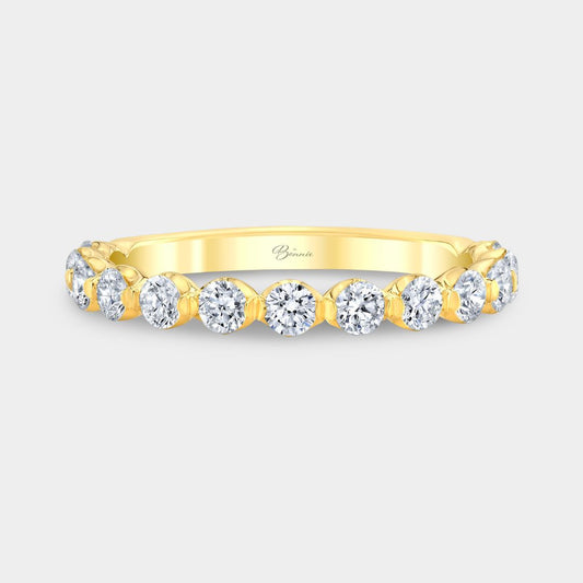 0.50ct Natural Round Diamond 2.20mm Shared Prong Yellow Gold Wedding Band