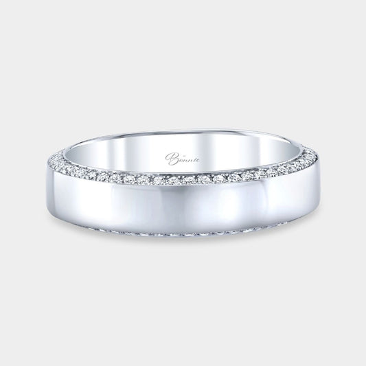 Men's 5.50mm Double Sided Pave Diamond Platinum High Polish Wedding Band
