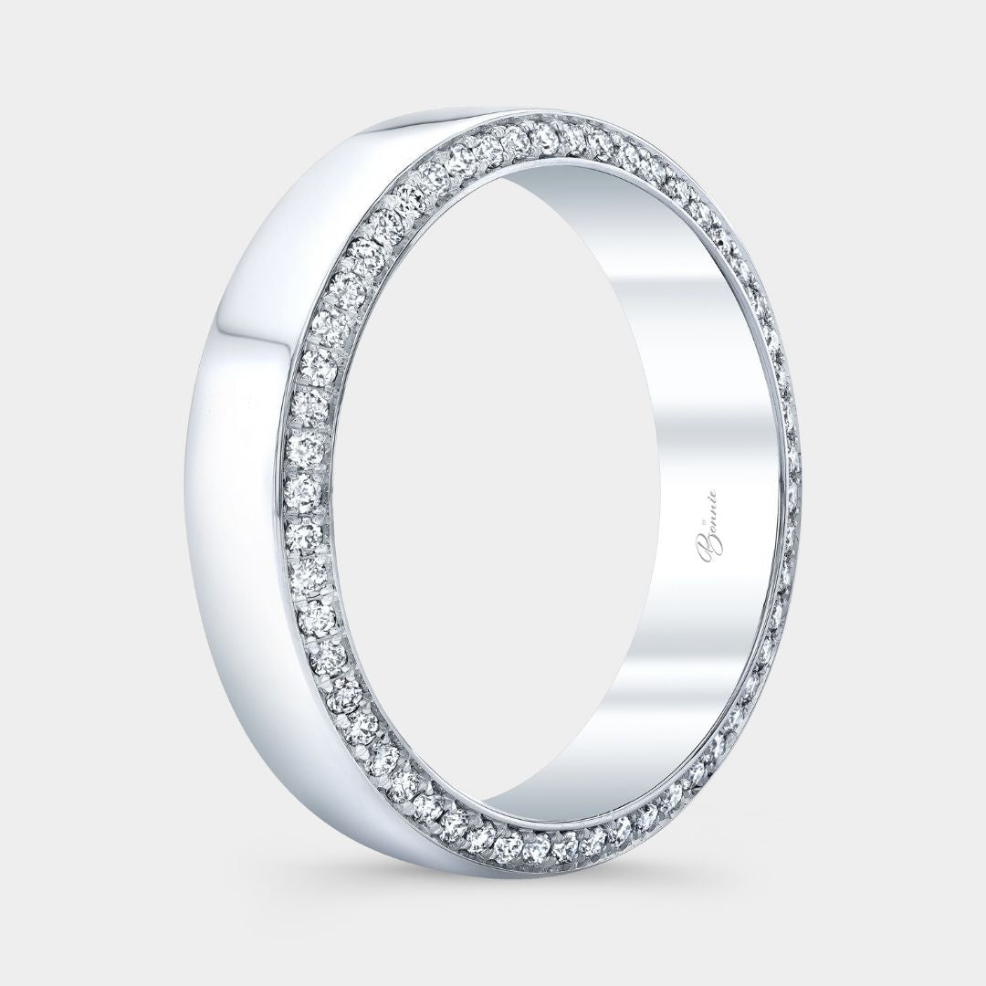 Men's 5.50mm Double Sided Pave Diamond Platinum High Polish Wedding Band
