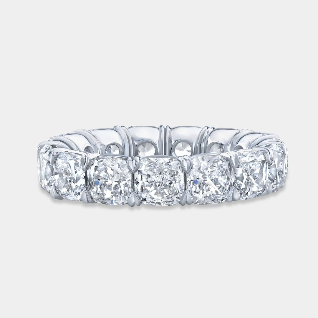 7ct Lab Grown Cushion Diamond Platinum Eternity Band